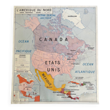 Old map, school educational poster, double-sided school