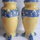 Paire de vases barbotine médaillons