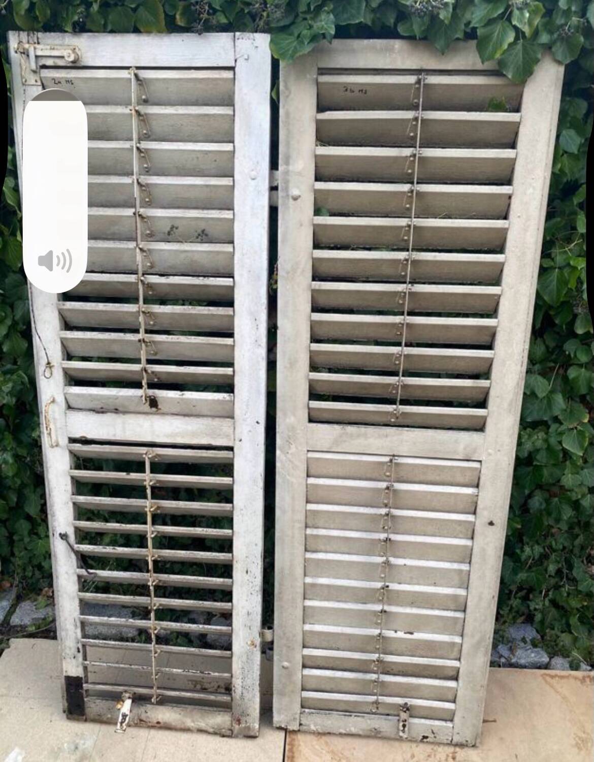 Old wooden shutter blinds