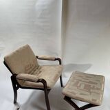 Fauteuil et ottoman tissu Dedar.