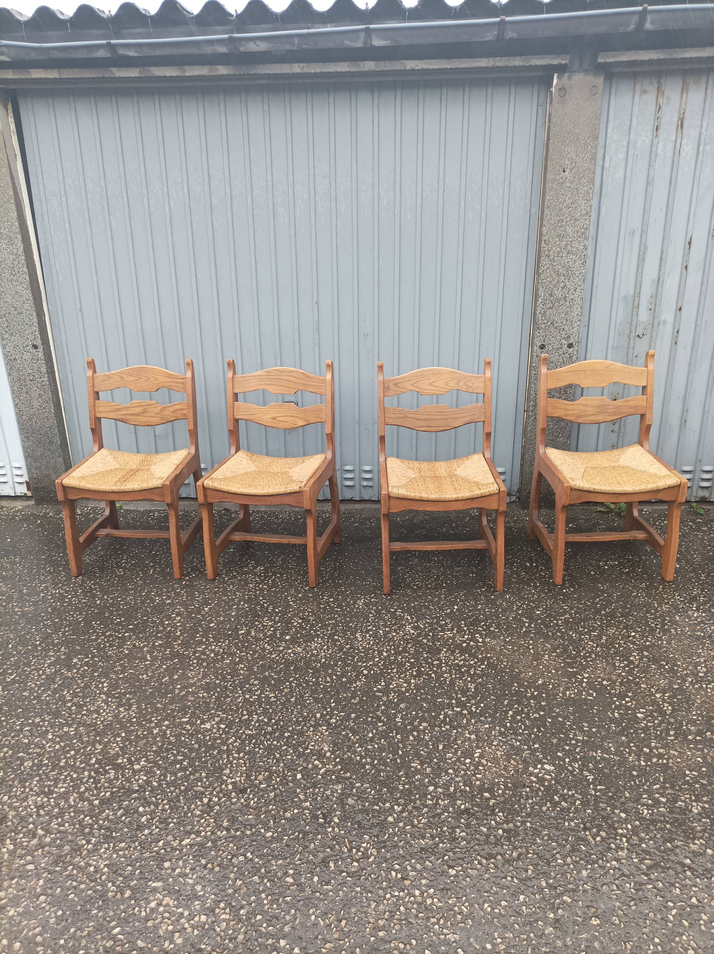 5 old mulched wooden chairs Guillerme and Chambron vintage