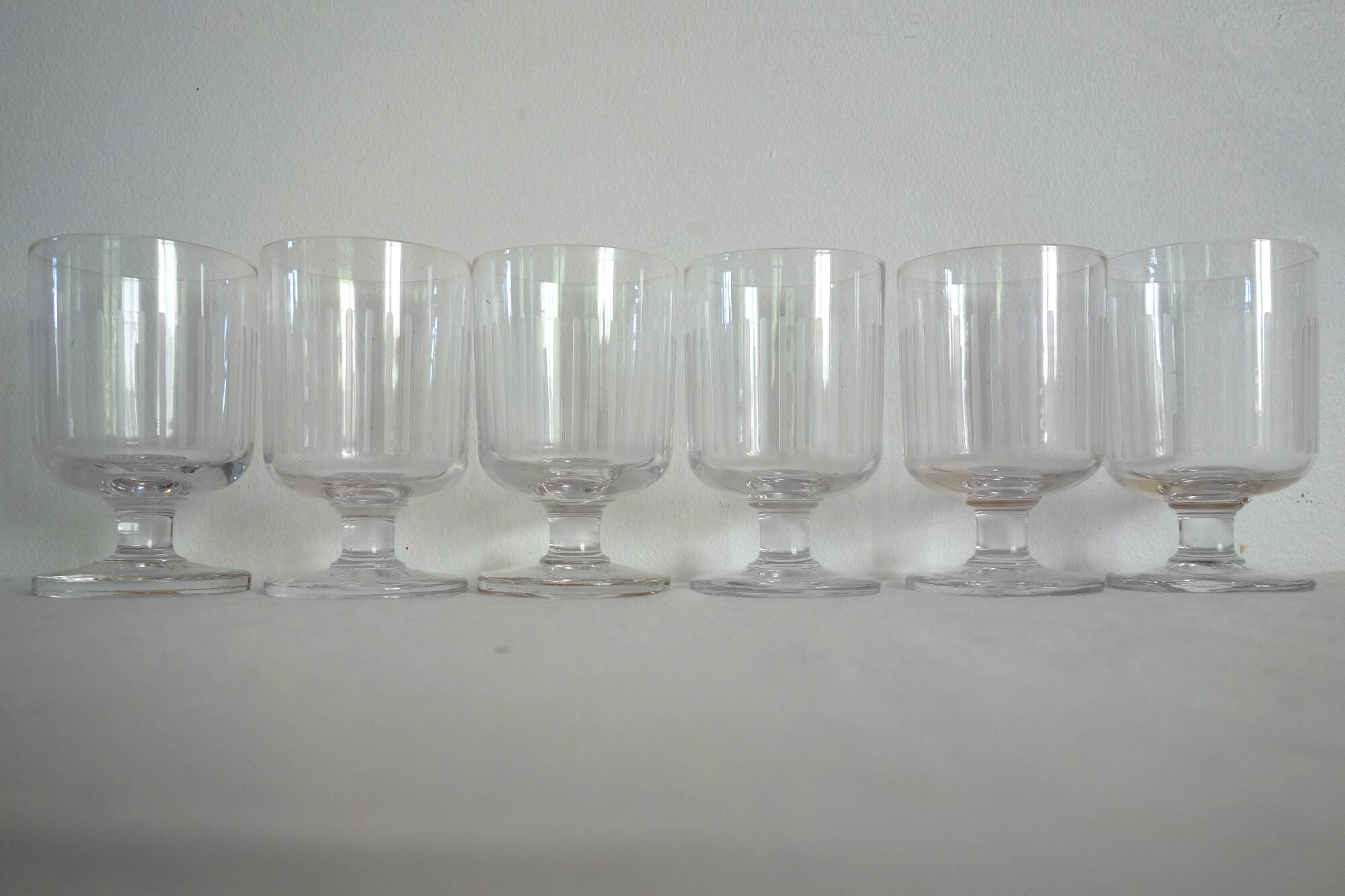 Set of 6 vintage cut crystal wine glasses.