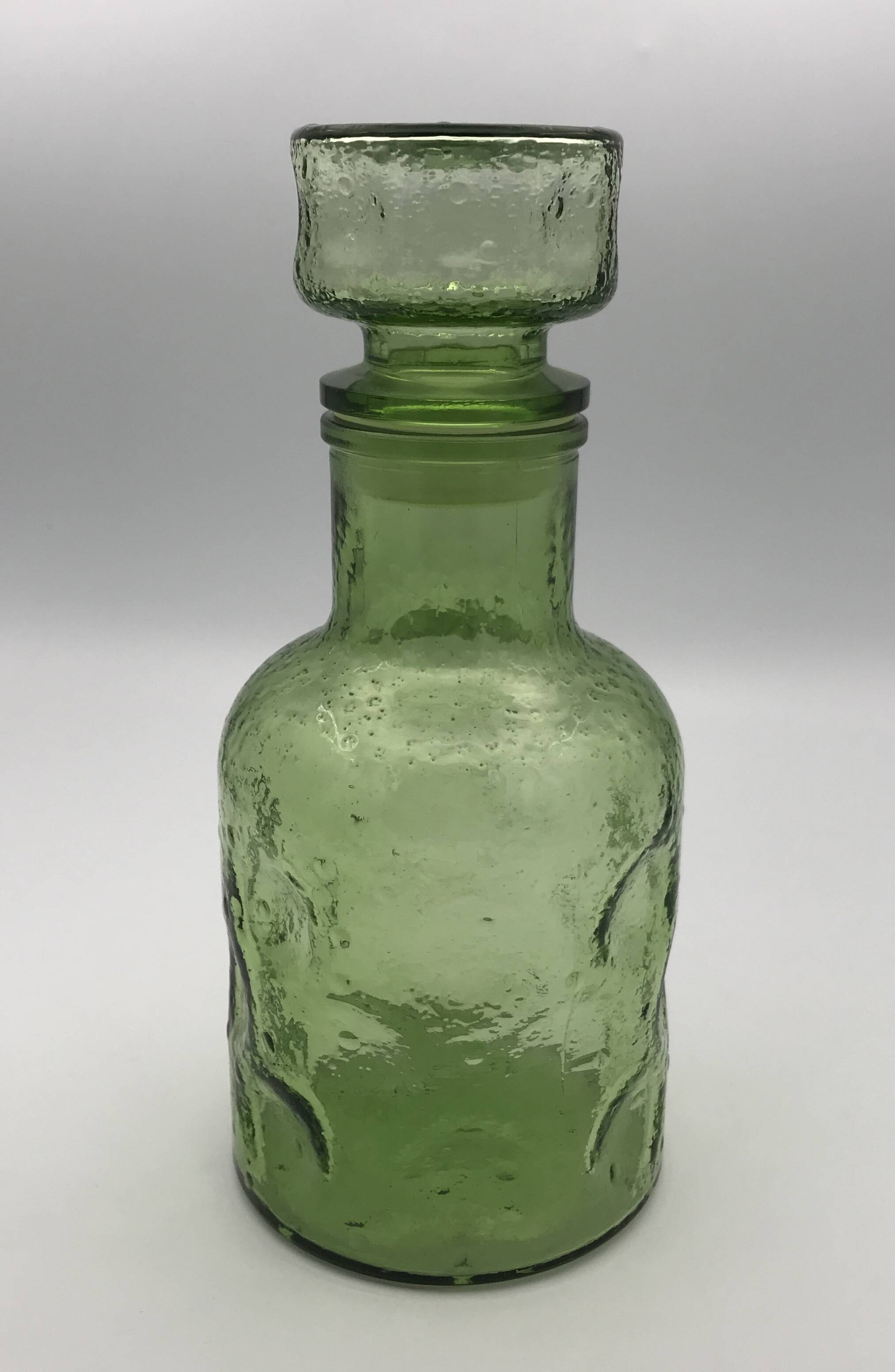 Vintage Green GLASS CARAFE in Empoli style with effect 24.5 cm