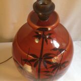 Ochre ceramic lamp base with bamboo decoration