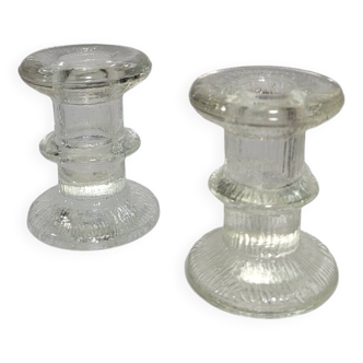 Pair of Vintage Swedish Glass Candle Holders Staffan Gellerstedt
