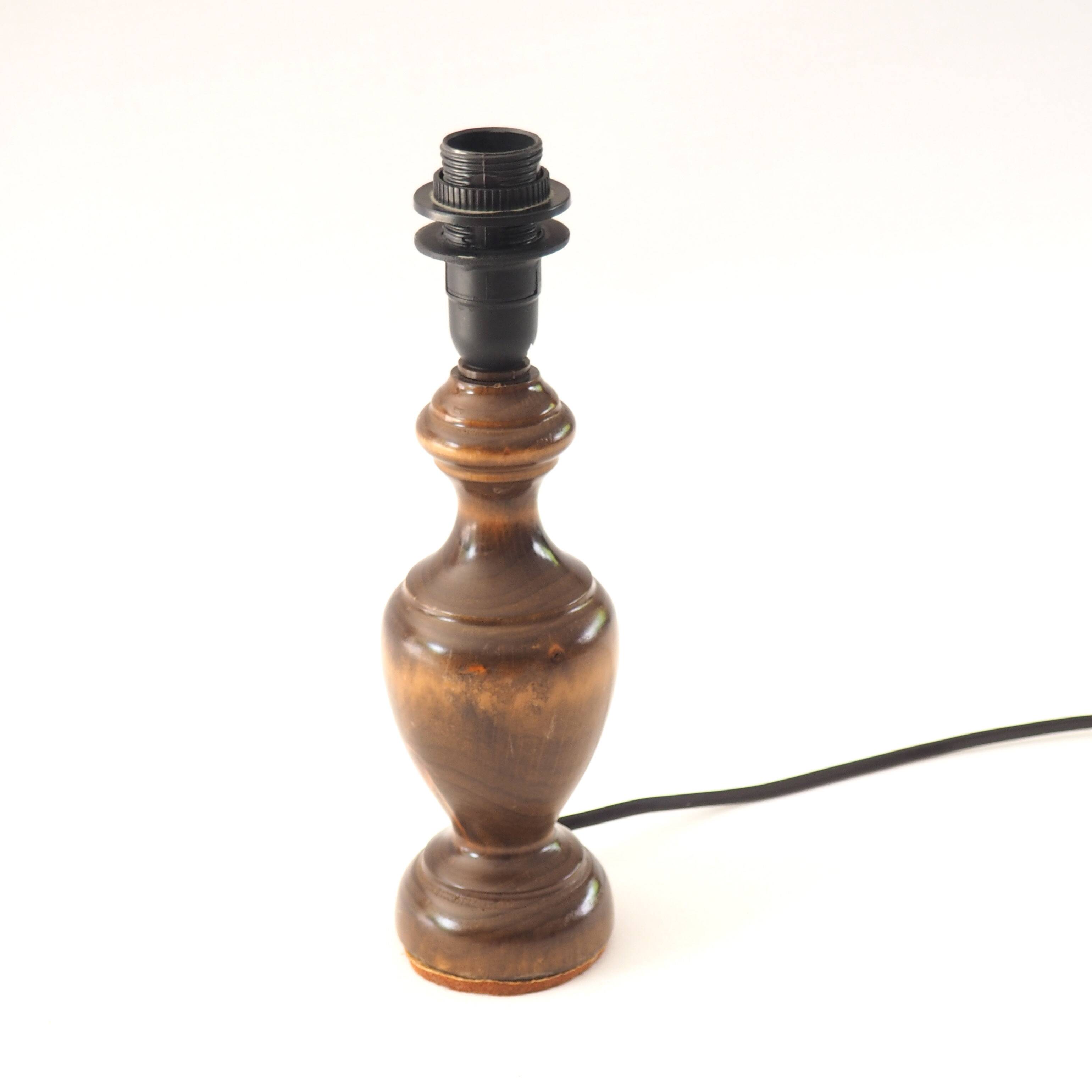 Turned wooden bedside lamp base