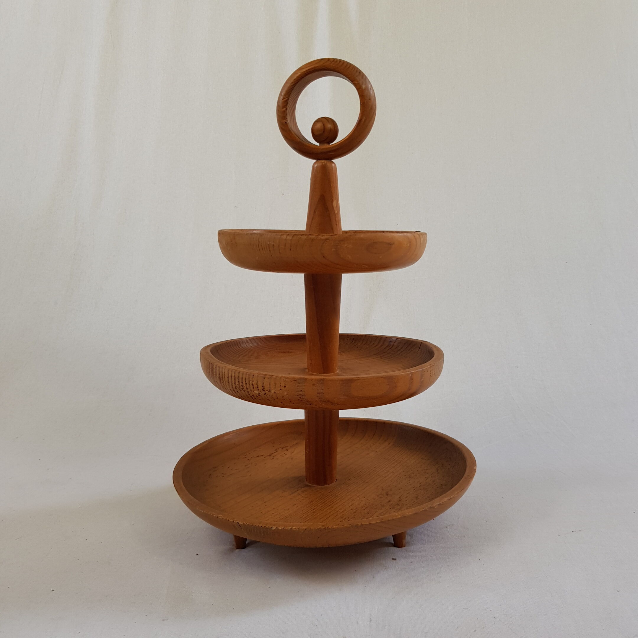 Serviteur corbeille a fruits en bois vintage scandinave