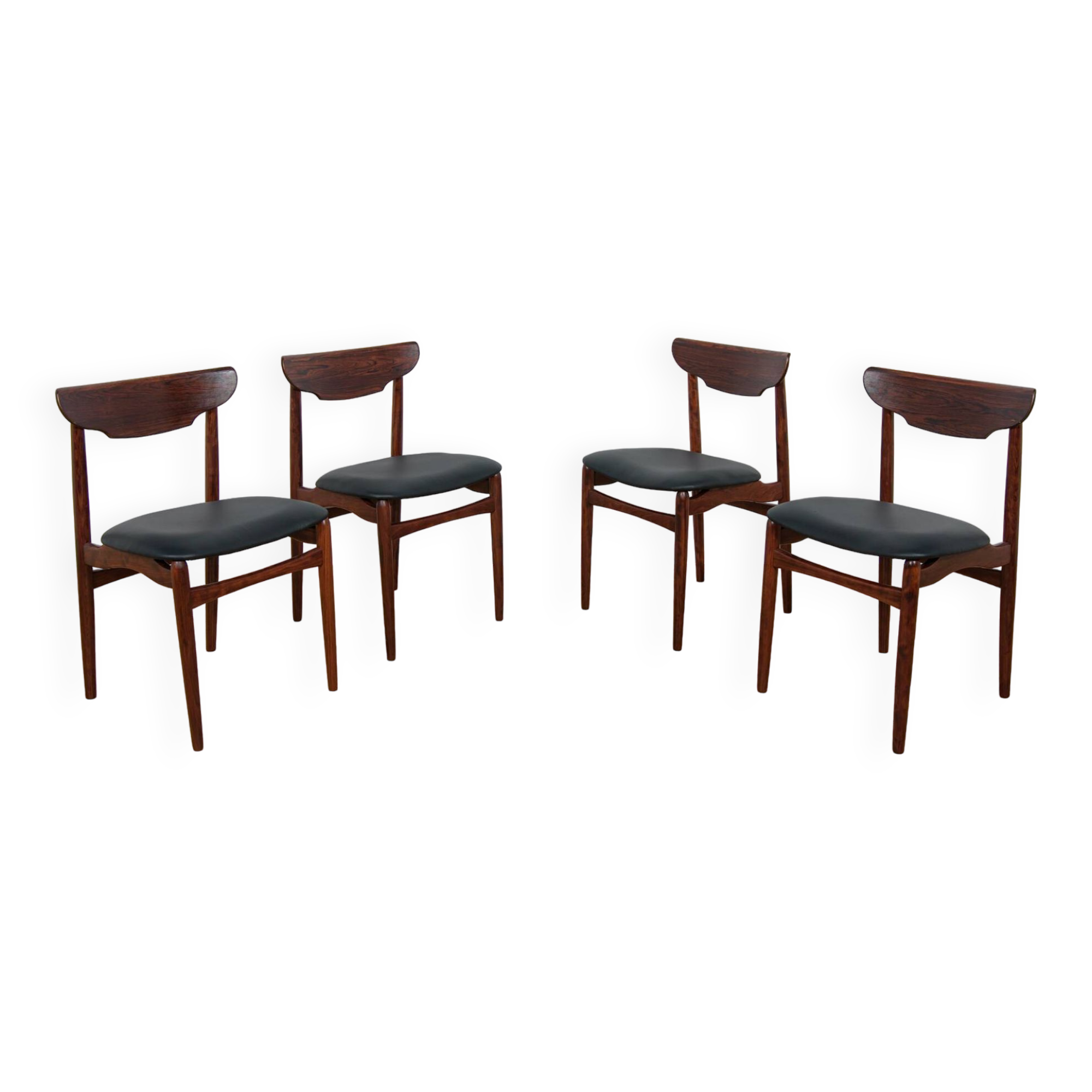 Chaises mid-century en palissandre, danemark, set de 4