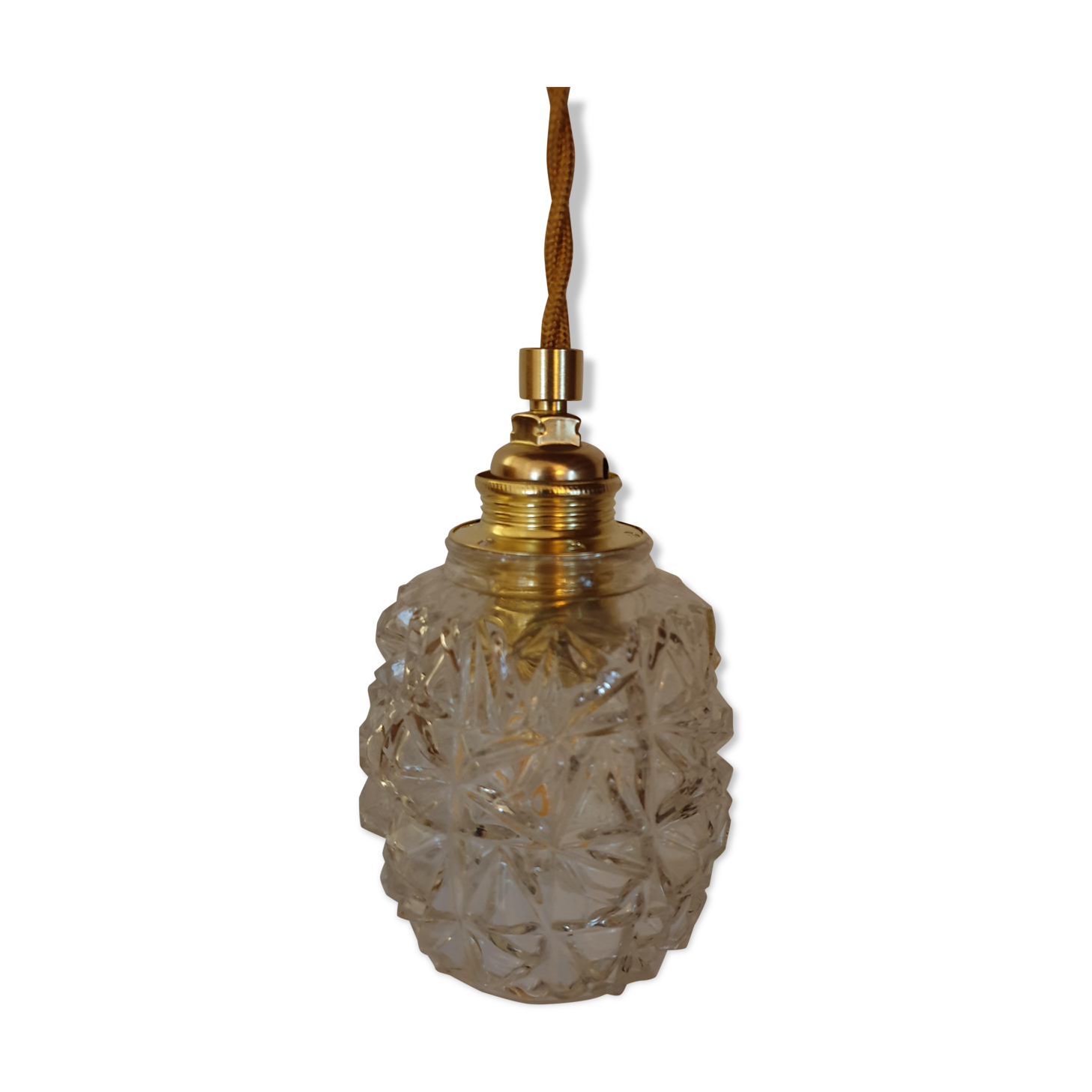 Chiseled glass hand lamp