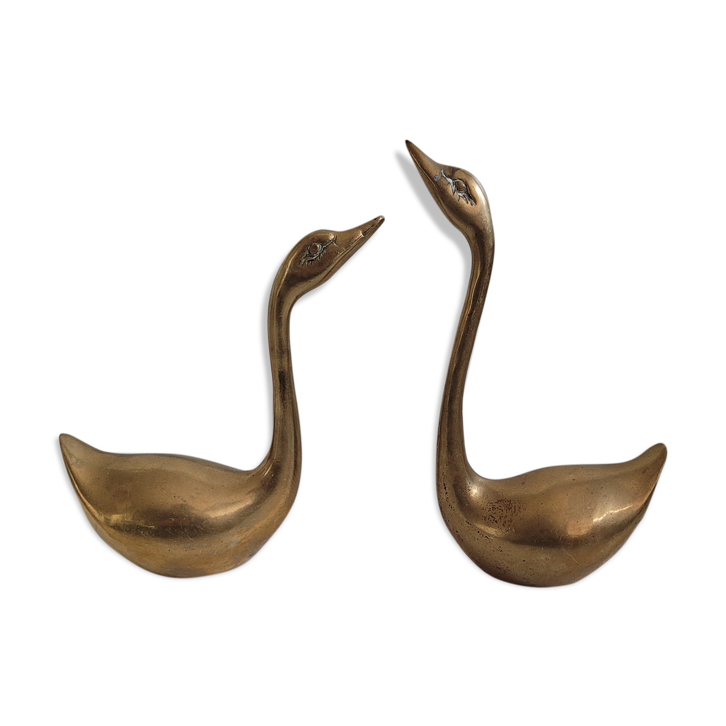 Duo of brass swans