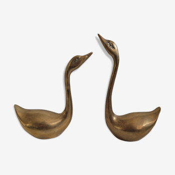 Duo of brass swans