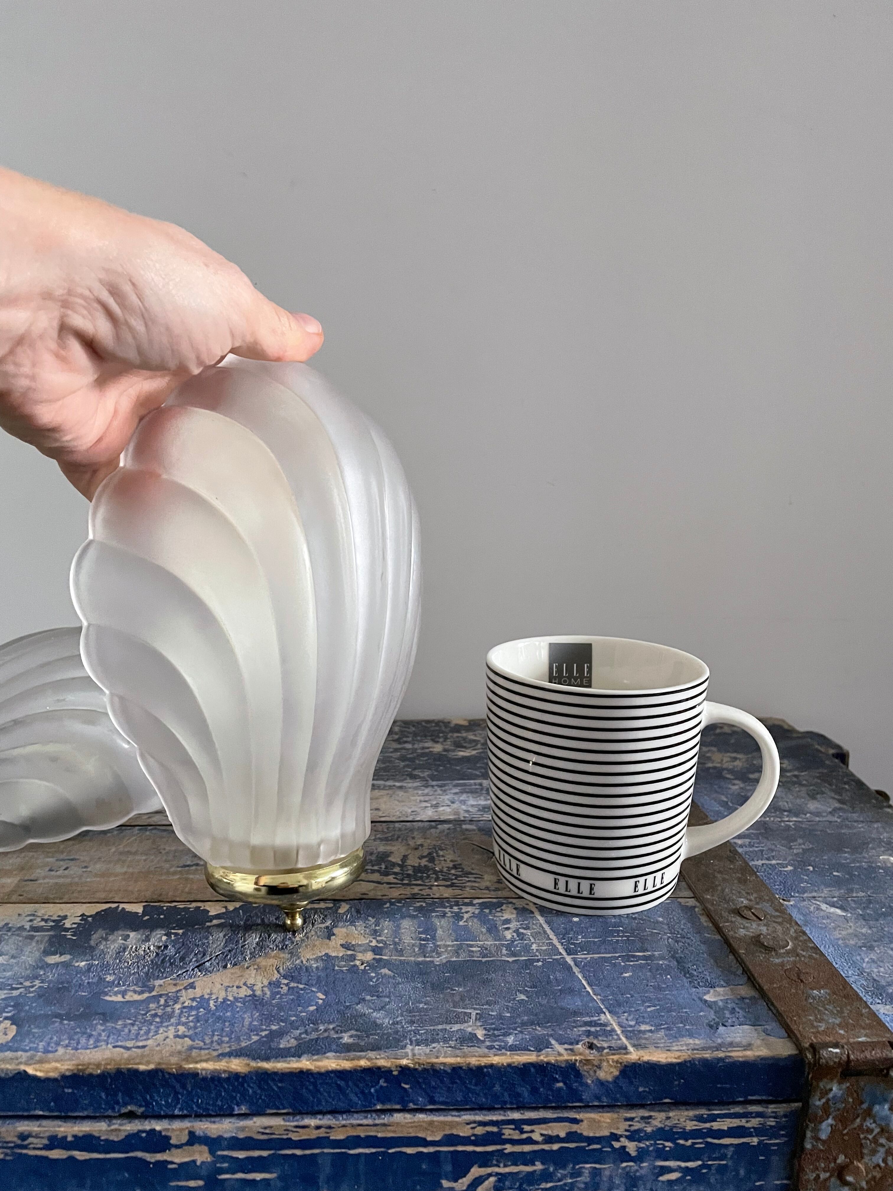 Pair of shell appliques or glass paste shells