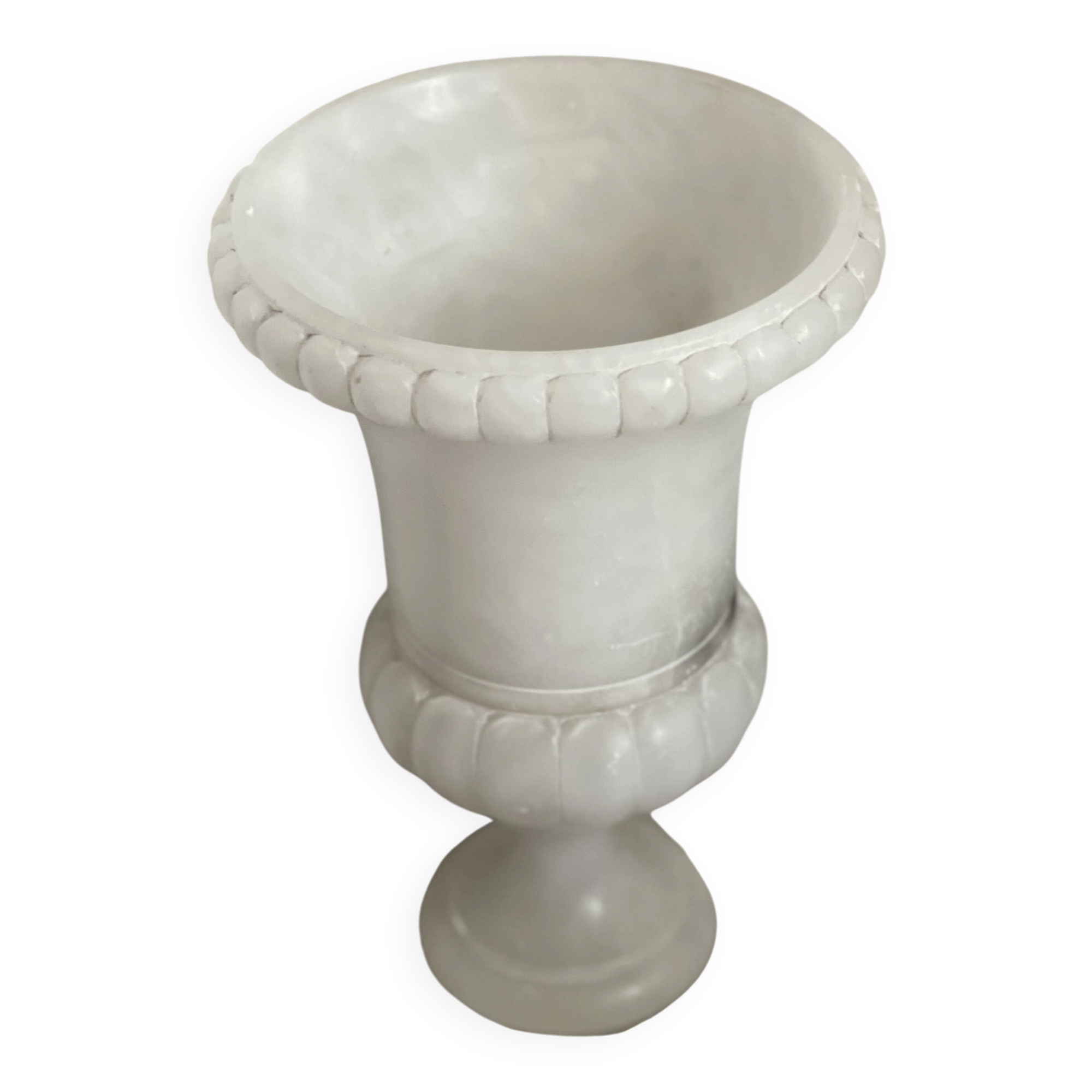 Vintage alabaster lamp on square base - decorative object