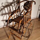 Drag chair curved wood and wicker XIXth