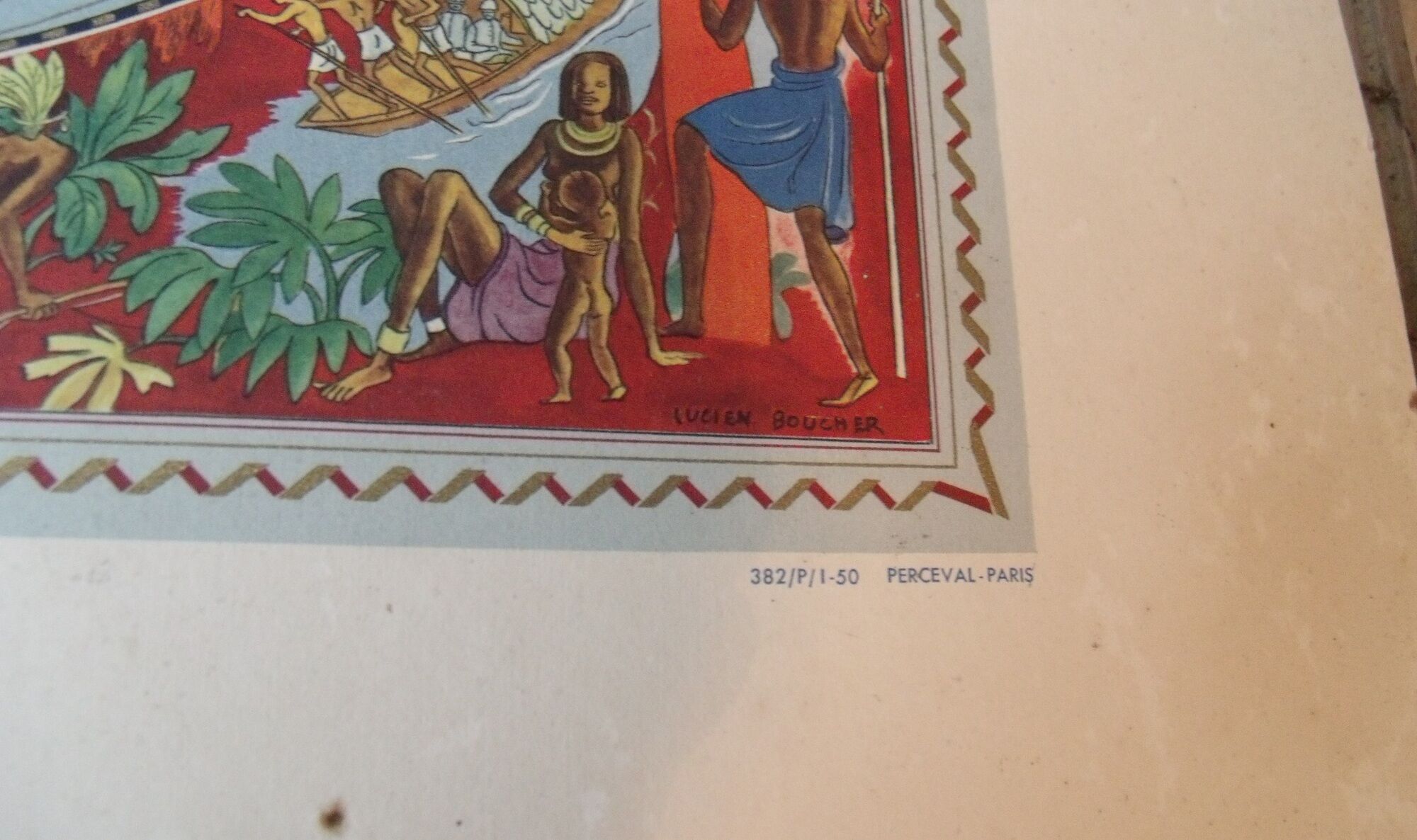 Old card Air France 1950 shown by Lucien Boucher planisphere
