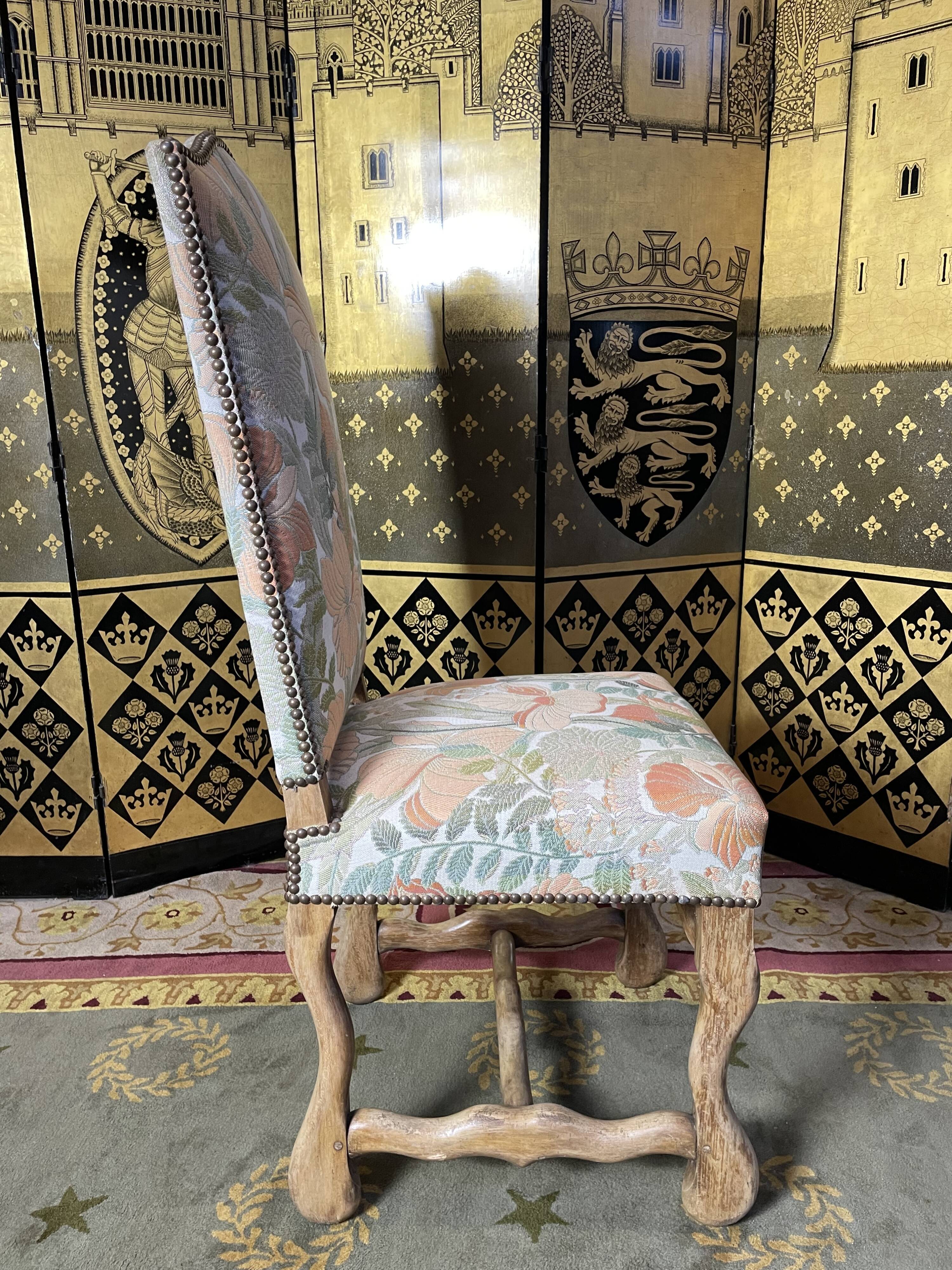 Suite of 6 Louis XIII style chairs, sheep bone