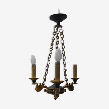 Empire style chandelier, 3 lights, swans