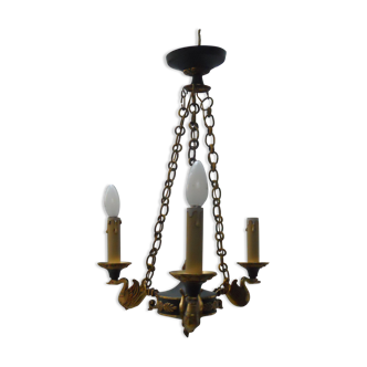 Empire style chandelier, 3 lights, swans
