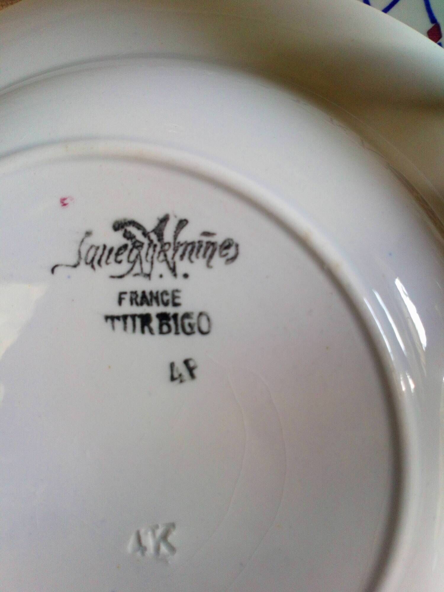 Six old plates in Sarreguemines of the "Turbigo" service