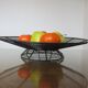 Modernist fruit basket, minimalist in black lacquered metal 1960