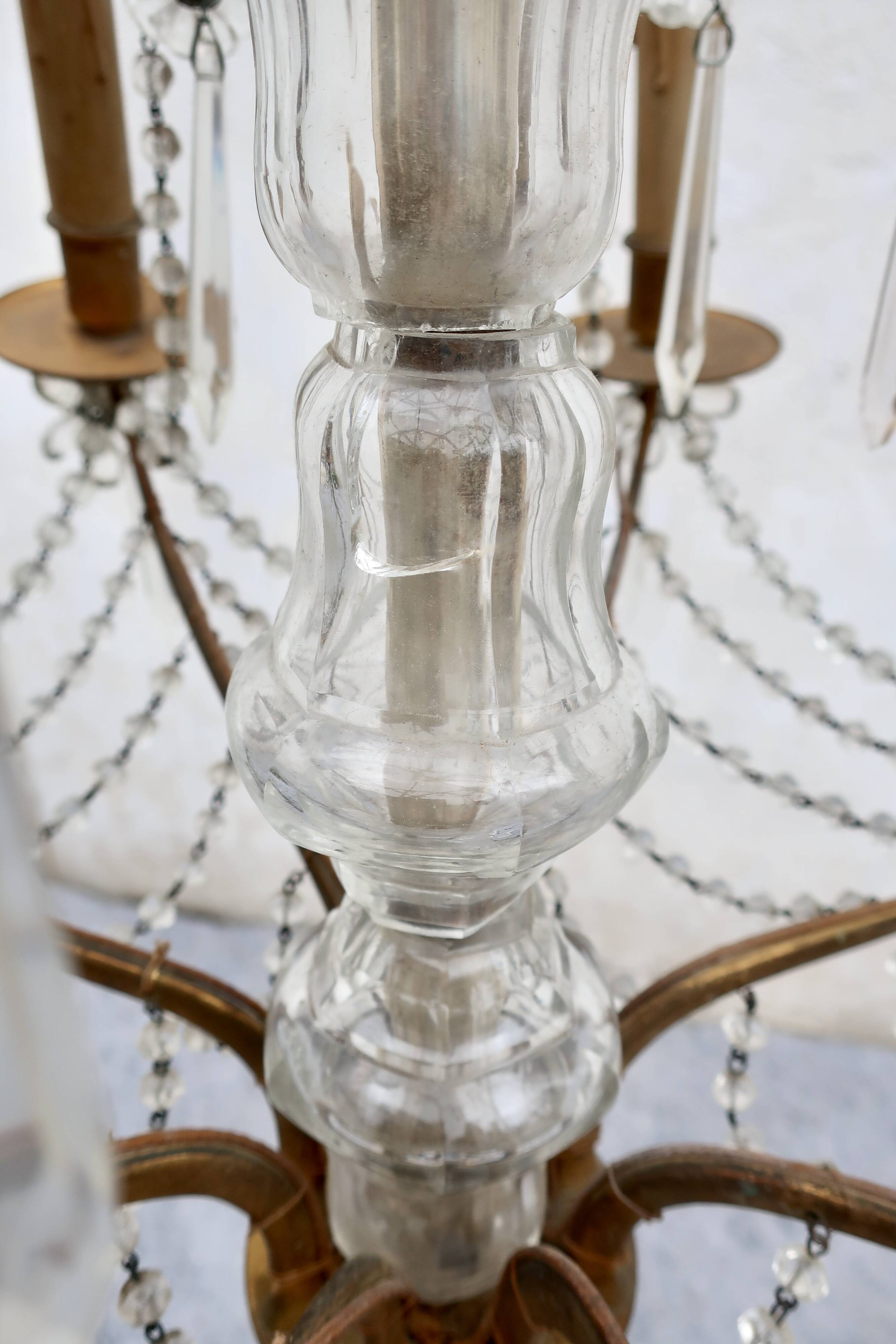 8-Light Bronze Chandelier with Crystal Tassels