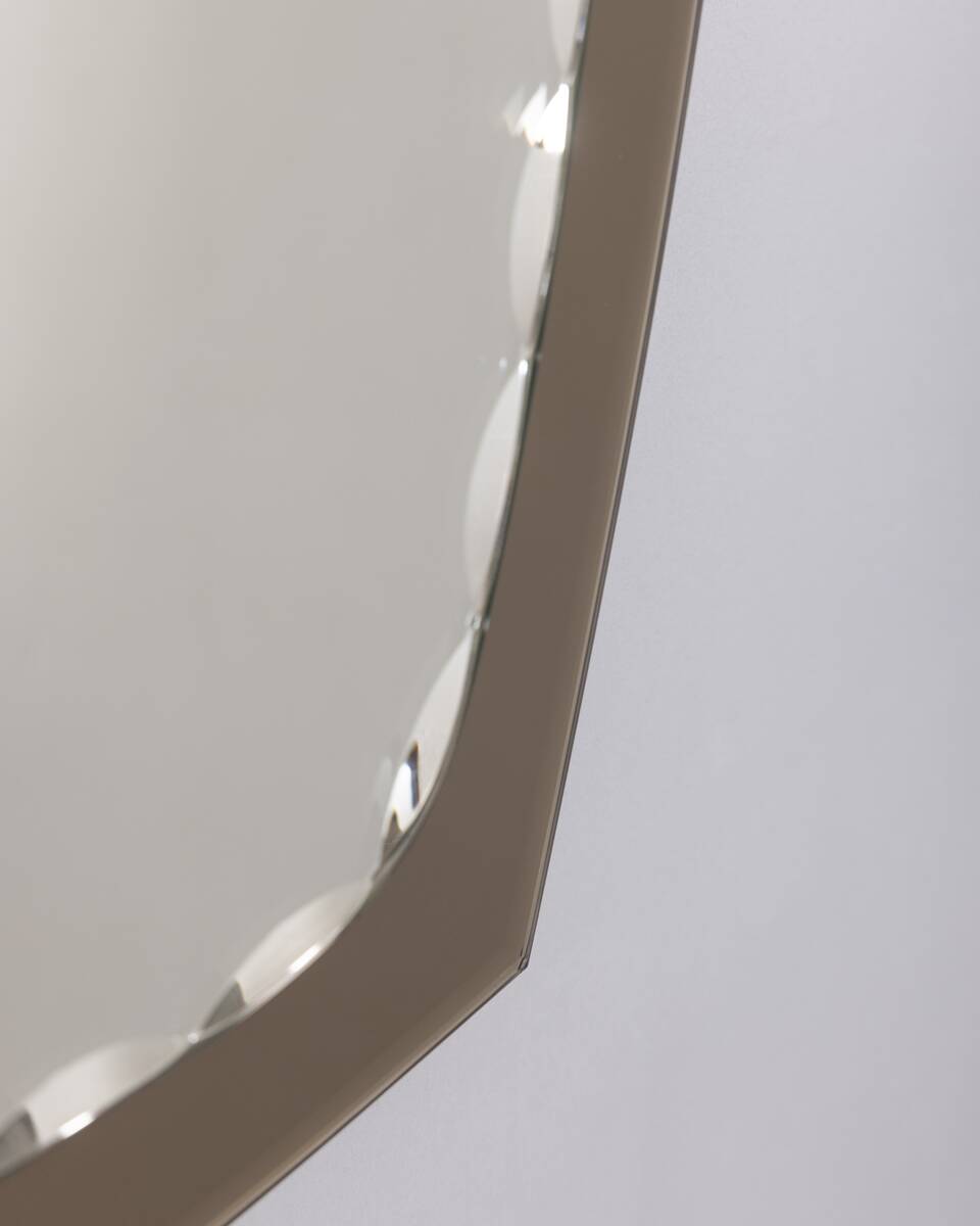 VINTAGE 1960S SMOKED GLASS WALL MIRROR WITH ITALIAN DESIGN SPOTLIGHTS