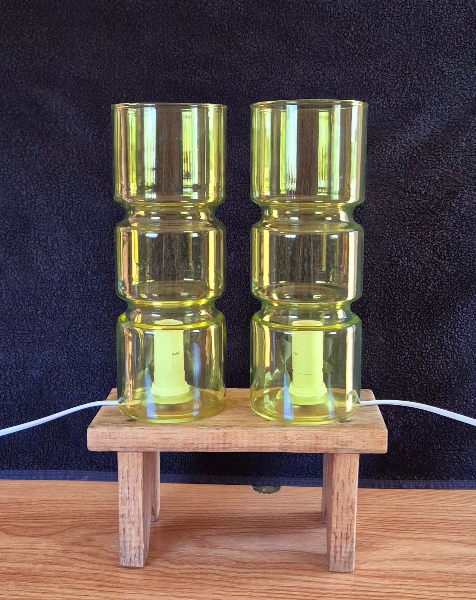 2 Fitz model lamps in yellow glass, Habitat edition.