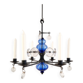 Lustre candélabre en verre et fer forgé par Erik Höglund pour Boda, Suède, années 1960