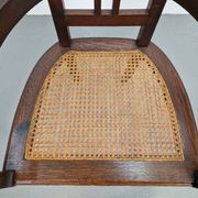 Art Nouveau Deco Armchair in Rattan Webbing, Oak and Copper, 1920s