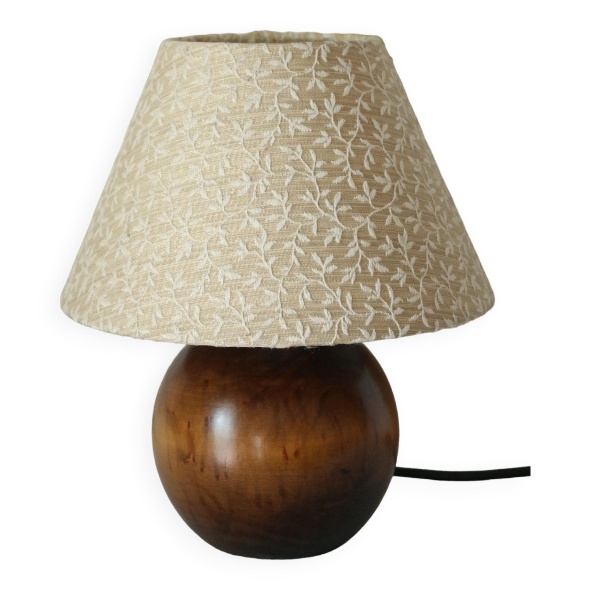 Vintage wooden ball foot bedside lamp