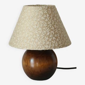 Lampe chevet pied boule en bois vintage