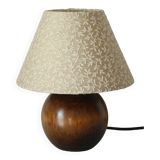 Vintage wooden ball foot bedside lamp
