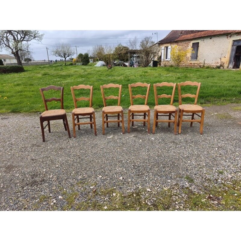 6 chaises paillées anciennes