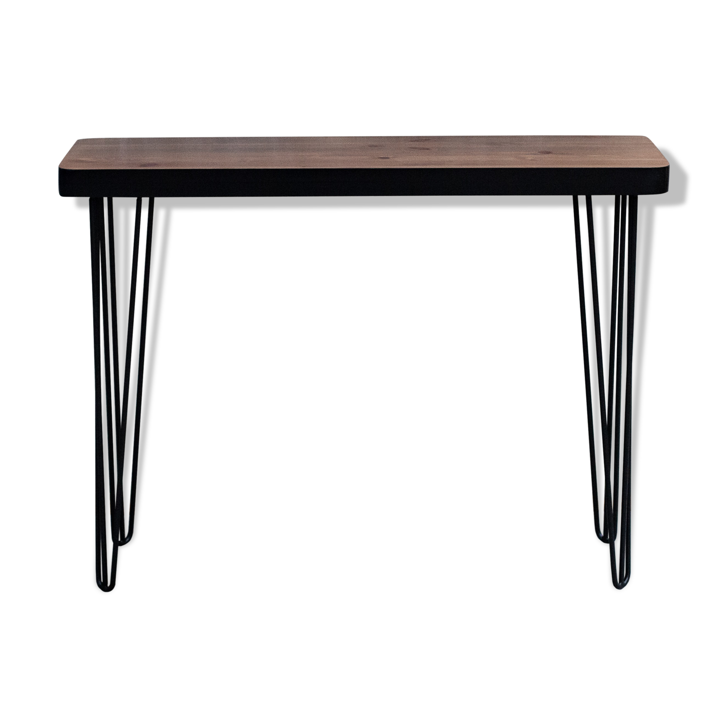 Console solid wood on black pins feet