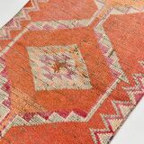 3x11 Runner Coral Red Vintage Runner Rug, Wool Corridor Rug, 94x329Cm