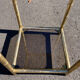 Square faux bamboo pedestal table in gold-plated brass and glass