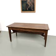 Farm table, old solid oak dough trough, France, around 1920.