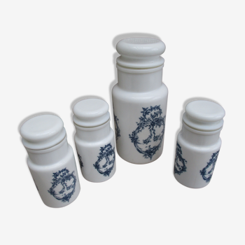 Set of Pots in white opaline