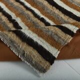 Striped Brown & Beige Vintage Kilim Rug, 133x170Cm