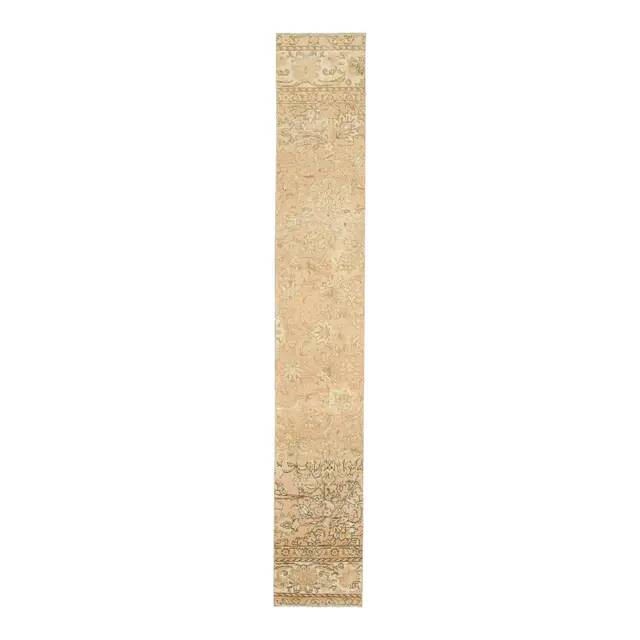 1970s Vintage Turkish Hand-Knotted Wool Cotton Orange Runner Rug 60x388