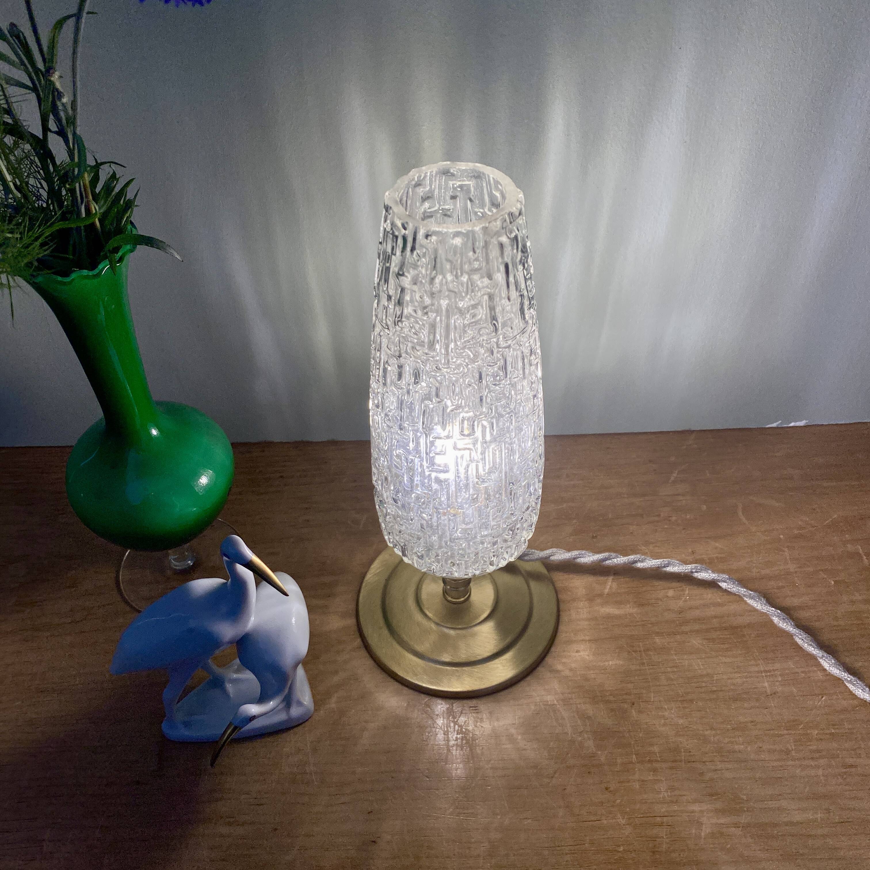 Vintage globe table lamp in molded glass