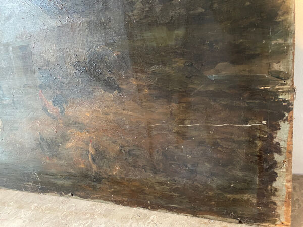 Nature morte et poules école XIXeme