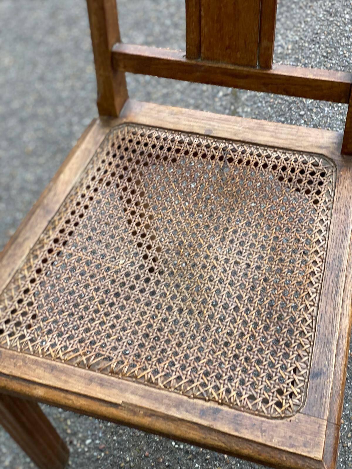 Art Deco chair in solid wood and cane