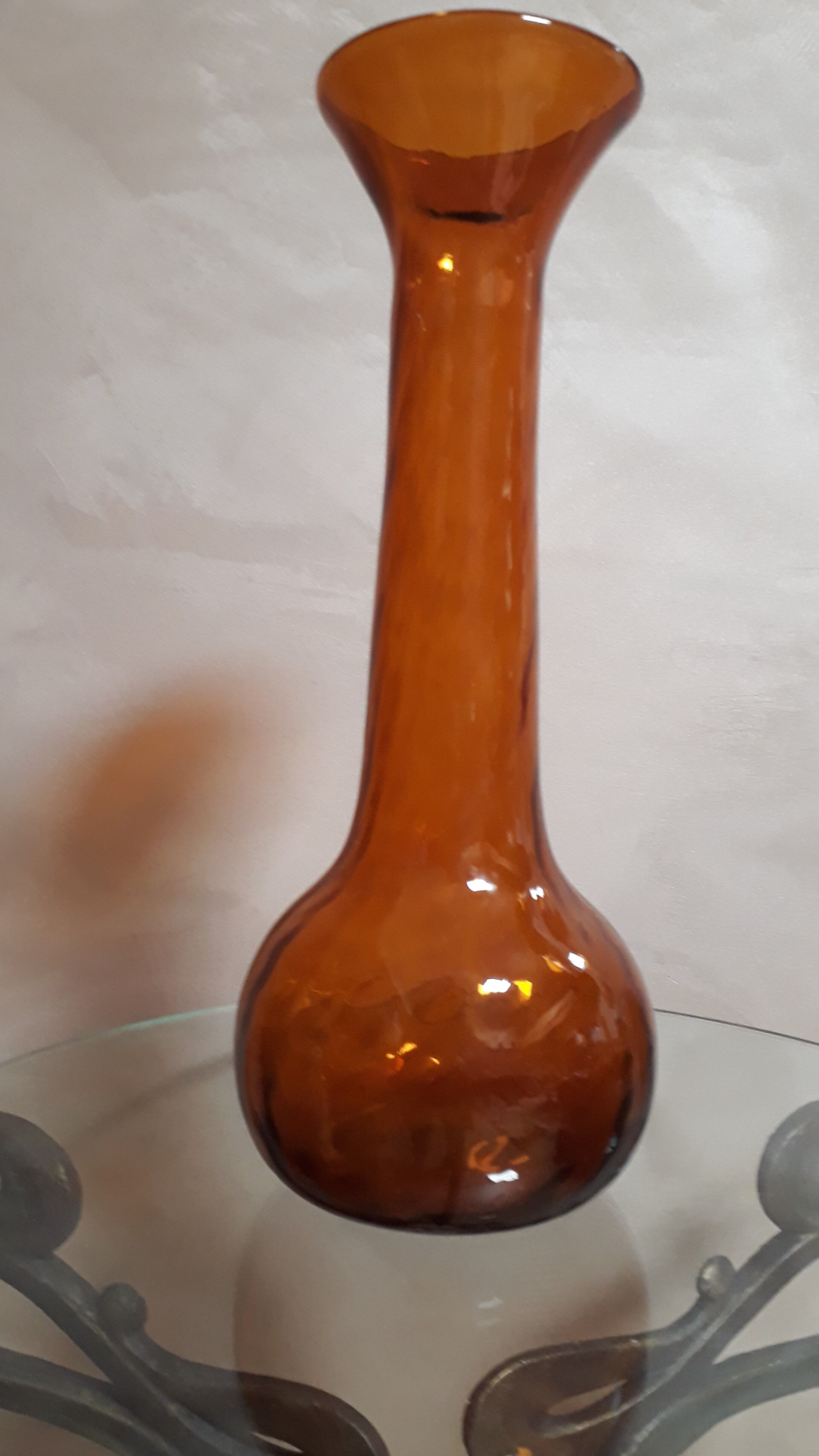 Glass vase brown caramel color