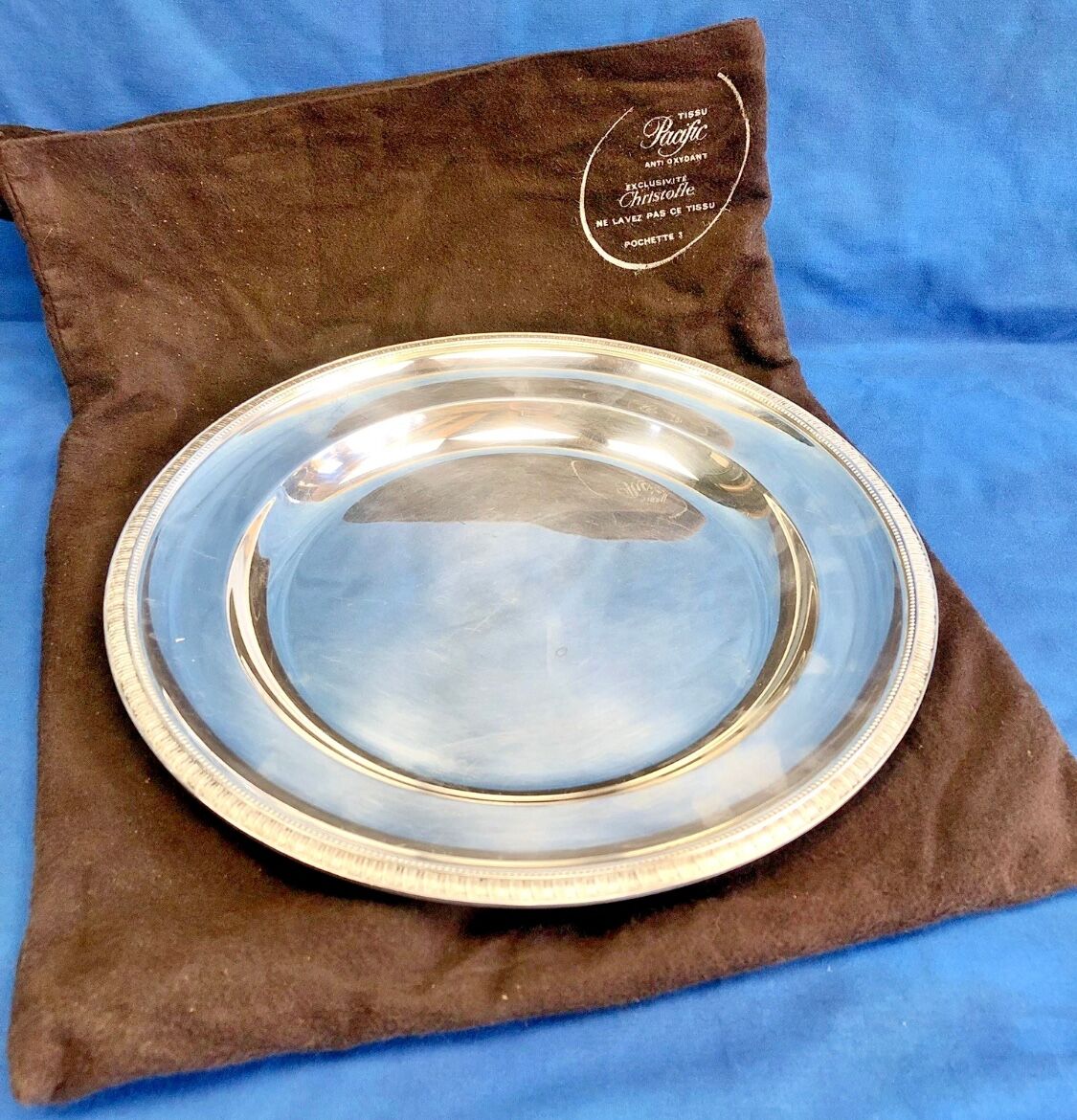 Round semi-hollow plate silver-plated Gallia Christofle Malmaison Empire