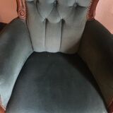 Voltaire armchair in green velvet