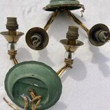 Pair of modernist bronze sconces & vintage crystal balls