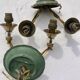 Pair of modernist bronze sconces & vintage crystal balls
