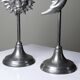 Pair of handcrafted candle holders Sun & Moon vintage mid-century silver-plated tin