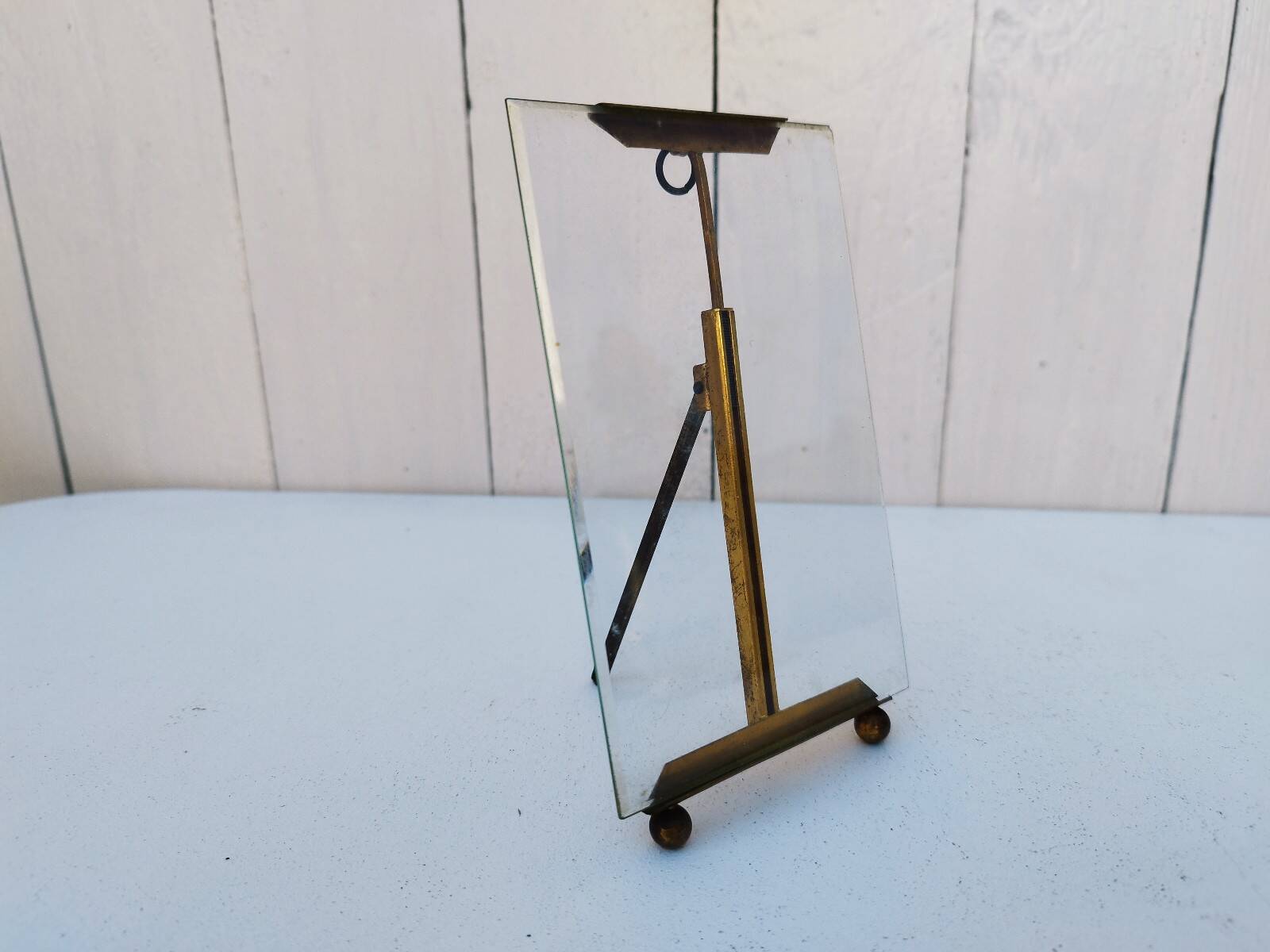 Vintage golden brass easel photo frame